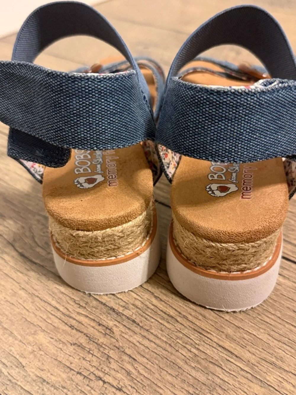 Bobs from Sketchers Memory Foam Denim Blue Crisscross Buckle Sandals - Picture 5 of 10